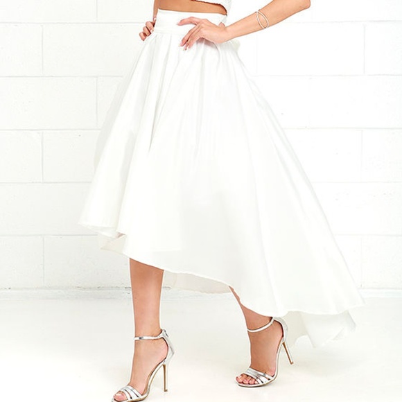 white satin high low dress